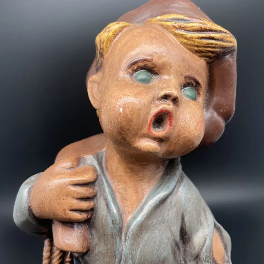 Vintage 1966 Artist Signed‎ Ceramic Hobo Boy Hand Painted Signed by Artist 9.5